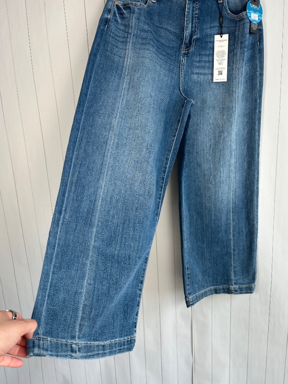 Liverpool size 12/31 Stride high rise crop wide leg jeans blue medium wash NEW - Picture 3 of 10